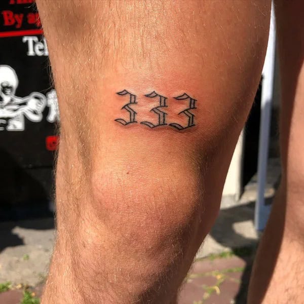 333 Behind The Neck Tattoo