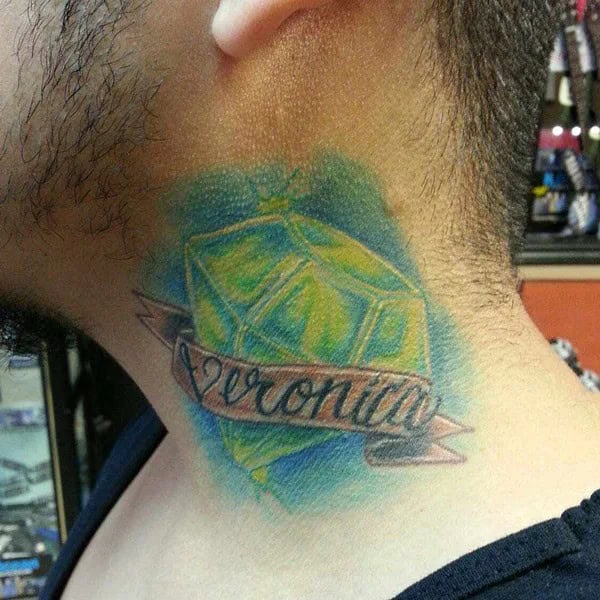 Diamond Neck Tattoo with Name