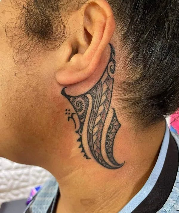 Polynesian Neck Tattoo