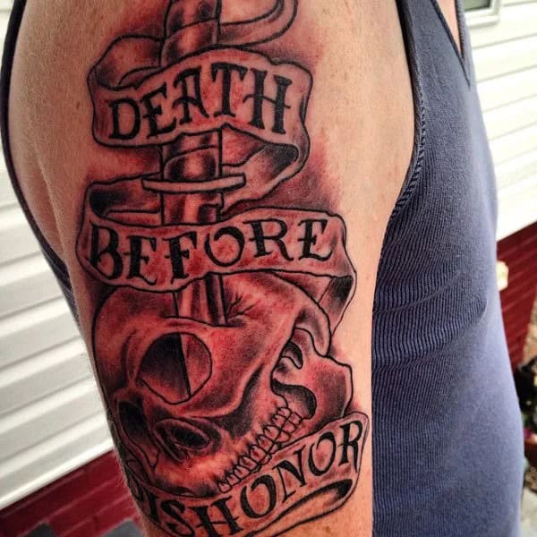 Death Before Dishonour Bicep Tattoo