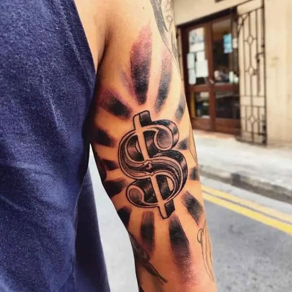 Dollar Sign Arm Tattoo