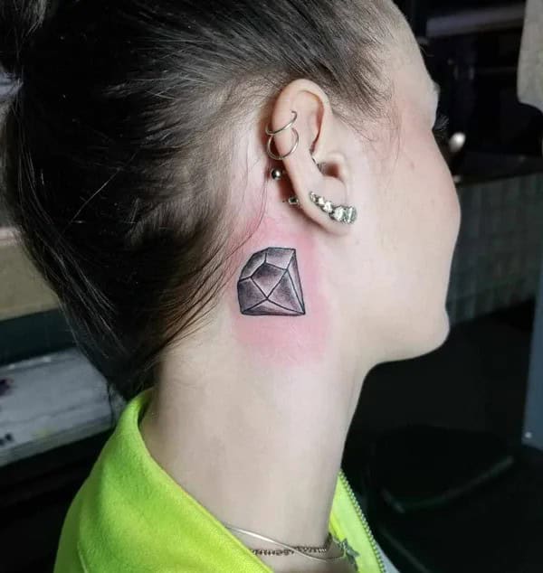 Diamond Behind the Ear Tattoo