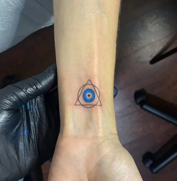 Geometric Evil Eye Tattoo