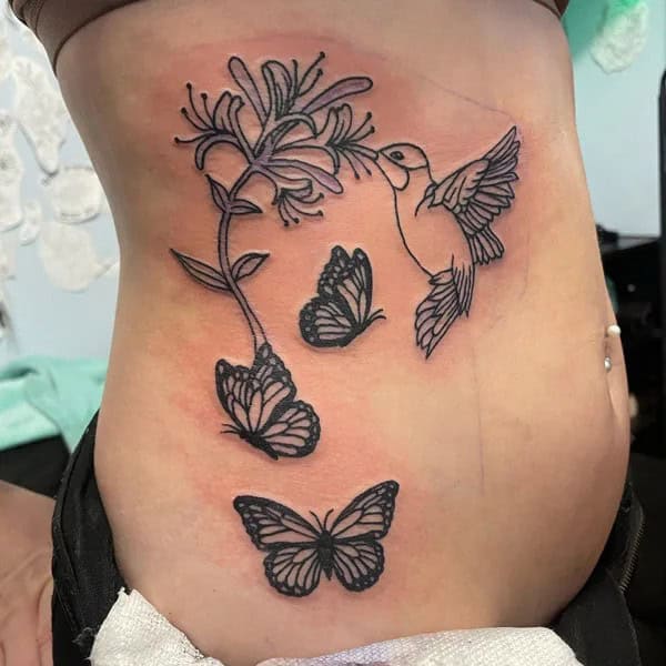 Hummingbird Honeysuckle Tattoo