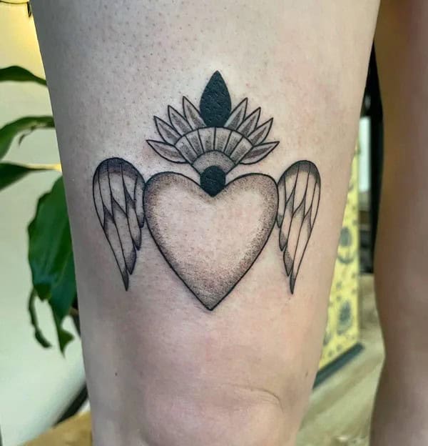 Sacred Heart with Wings Tattoo