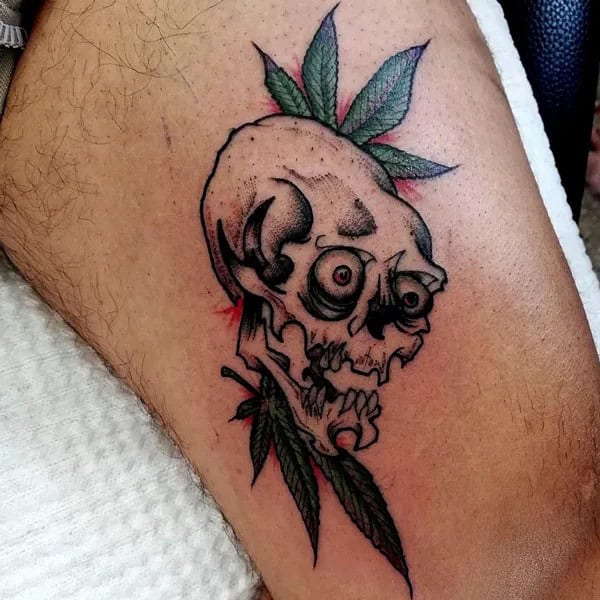 Weed Skull Tattoo