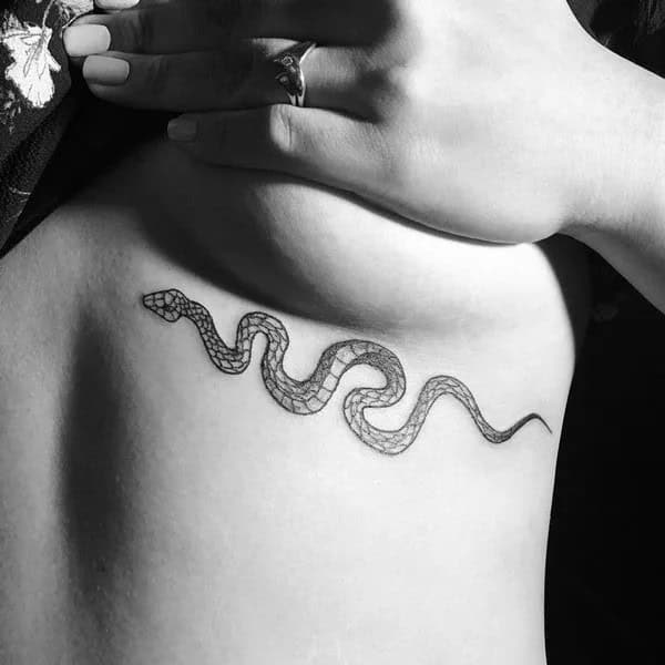 Snake Tattoo Under Breast