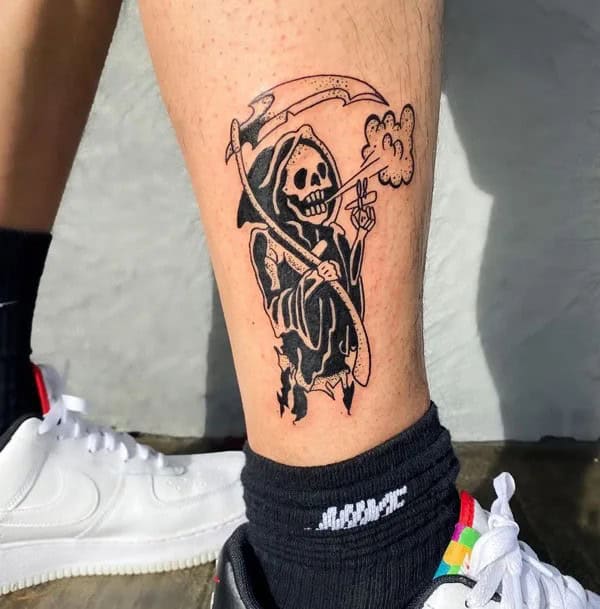 Grim Reaper Smoking Tattoo