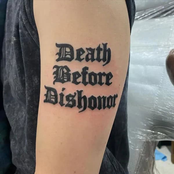 Death Before Dishonour Bicep Tattoo