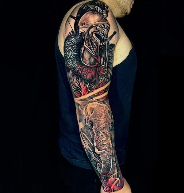 Elephant Sleeve Tattoo