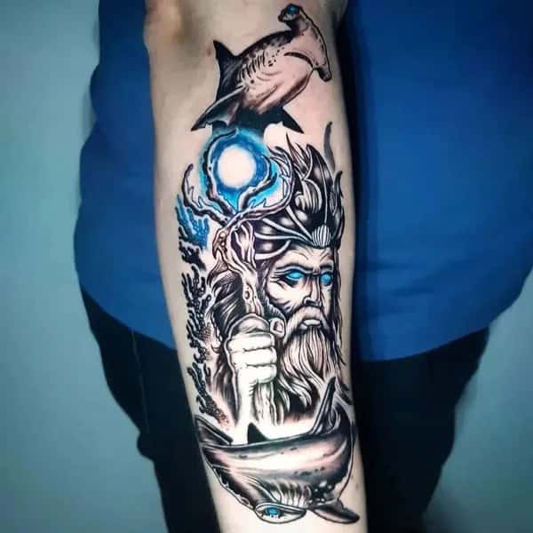 Poseidon and Shark Tattoo