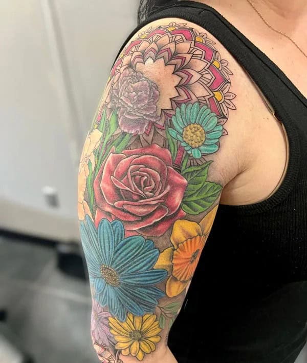 Flower Half Sleeve Tattoo