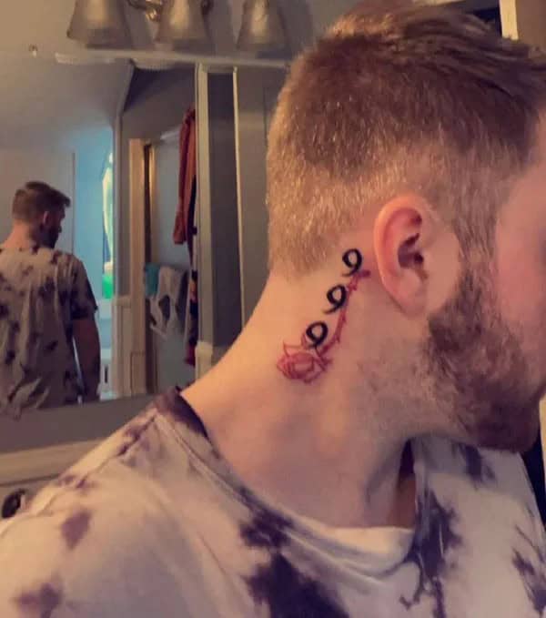 999 Tattoo Behind Ear