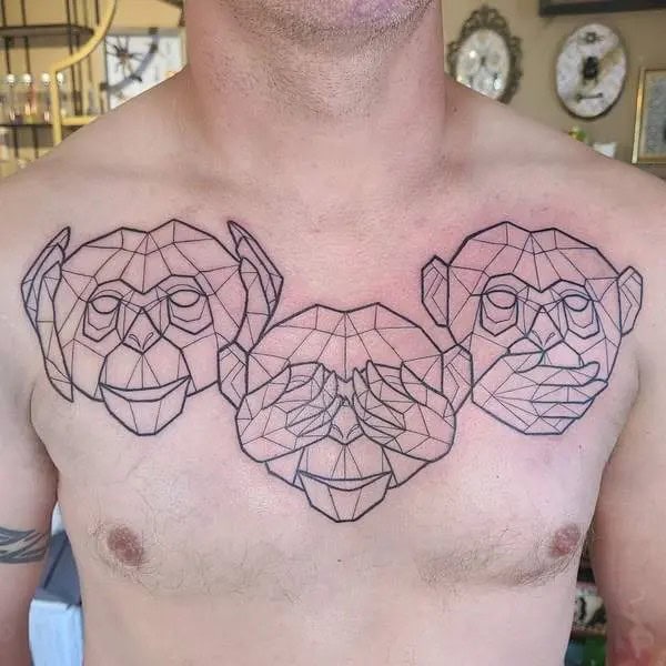 Geometric Monkey Tattoo