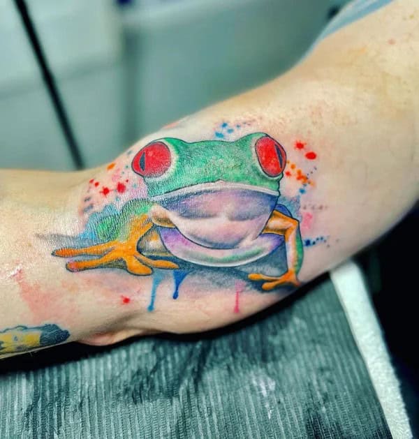 Watercolor Frog Tattoo