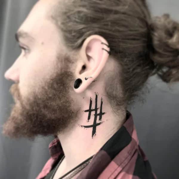 3 Cross Neck Tattoo