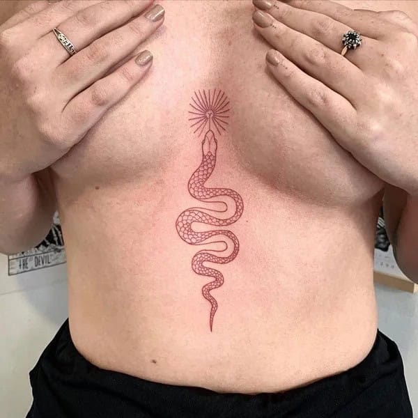 Snake Tattoo Under Breast