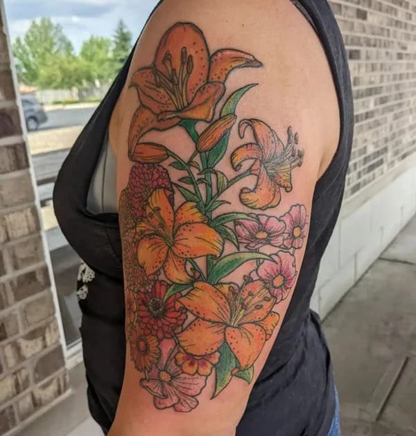 Realistic Tiger Lily Tattoo