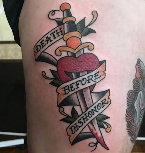 Death Before Dishonour Bicep Tattoo