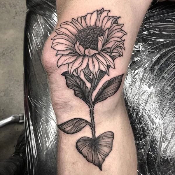 Black and White Sunflower Tattoo