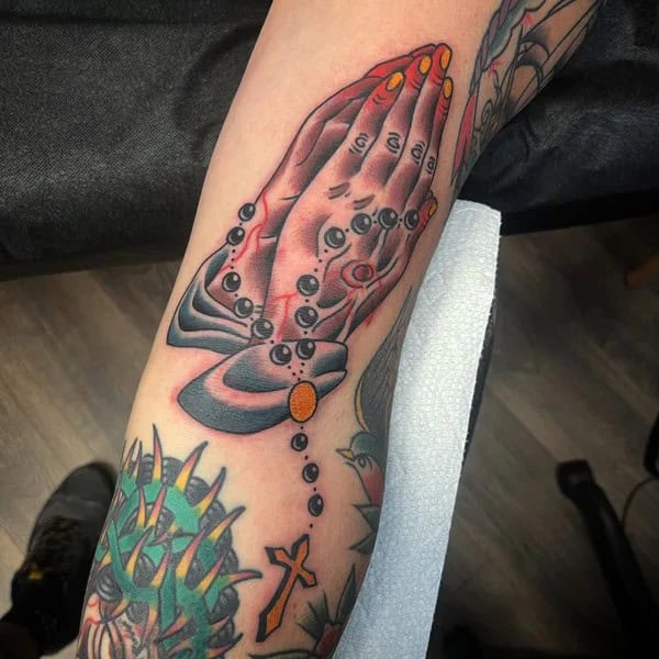 Traditional Praying Hands Tattoo