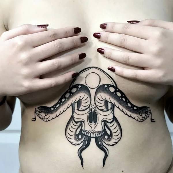 Snake Tattoo Under Breast