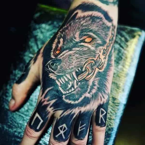 Fenrir Hand Tattoo