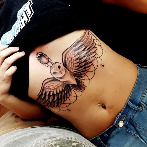 Owl Tattoo Under Breast