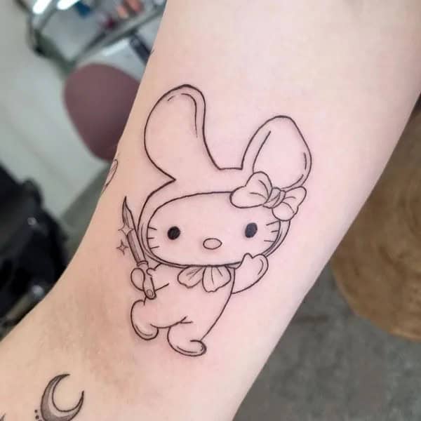 Ankle Hello Kitty Tattoo