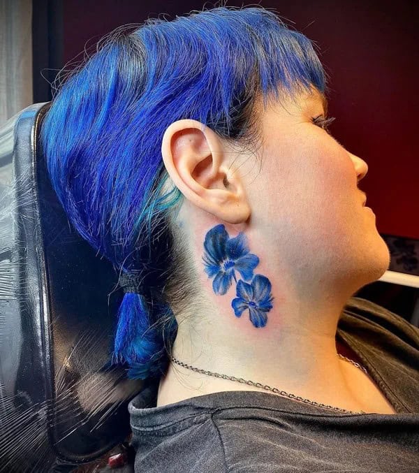 February Birth Flower Neck Tattoo