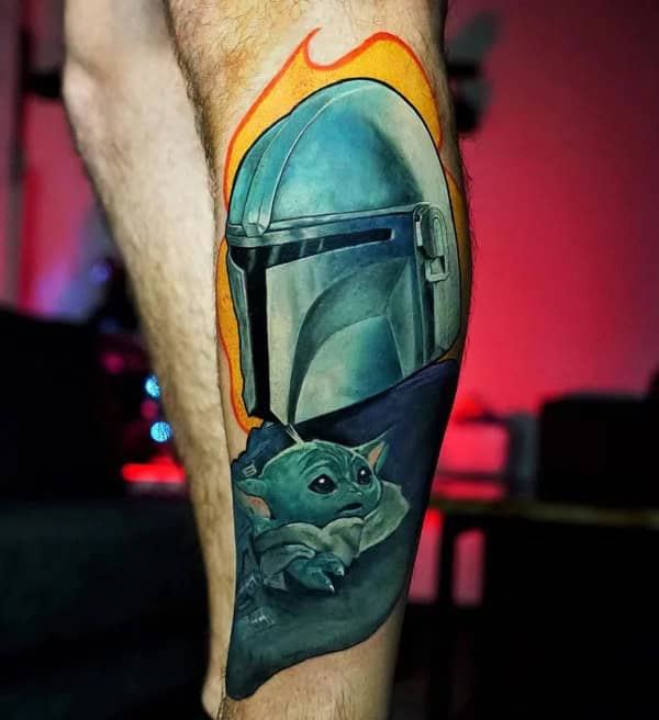 Mandalorian Leg Tattoo