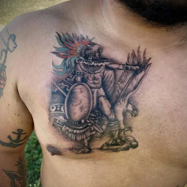 Mexican Eagle Chest Tattoo