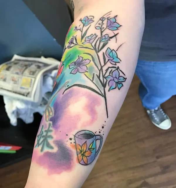 Watercolor Larkspur Tattoo