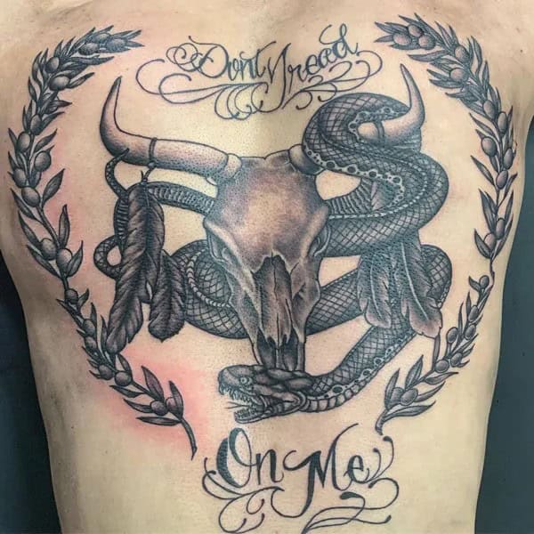 “Don’t Tread On Me” Back Tattoo