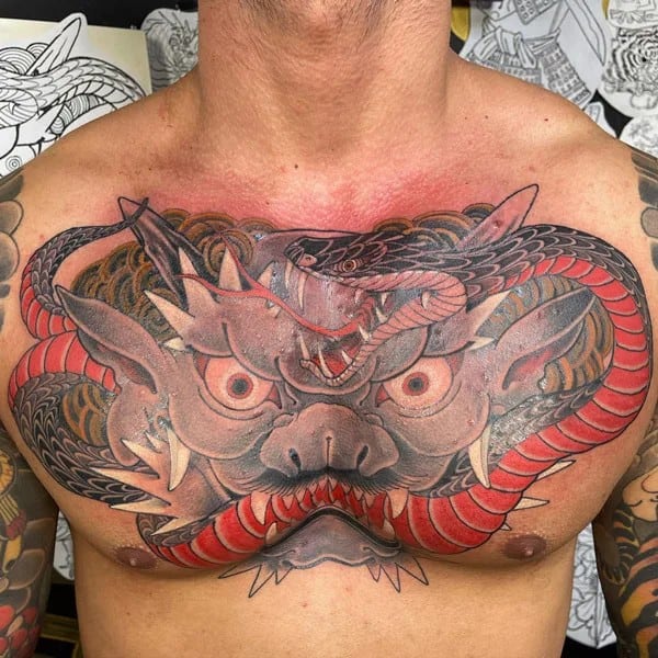 Oni Chest Tattoo