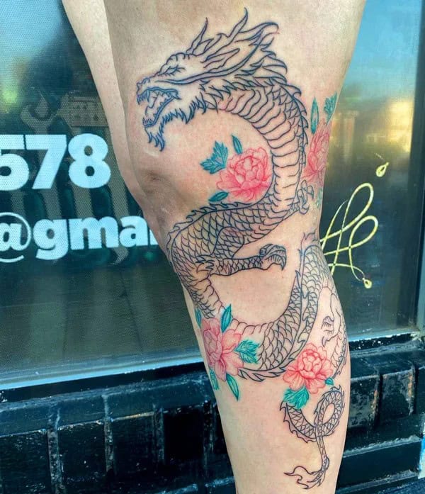 Chinese Dragon Leg Tattoo