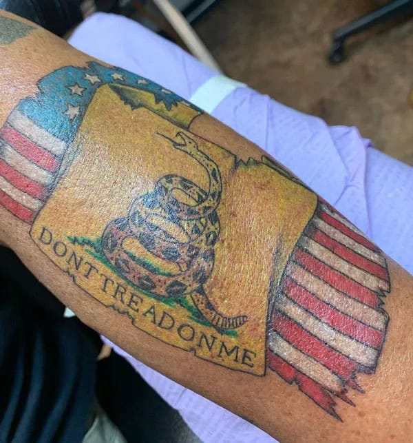 “Don’t Tread On Me” Back Tattoo