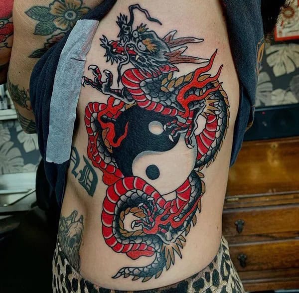 Yin Yang Chinese dragon tattoo