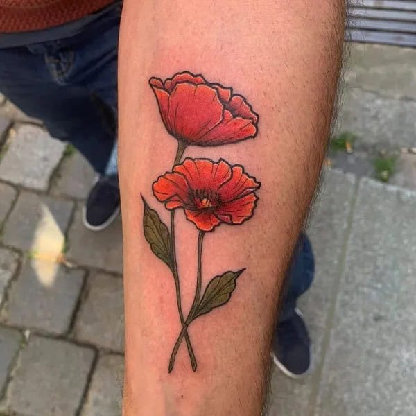 August Birth Flower Forearm Tattoo