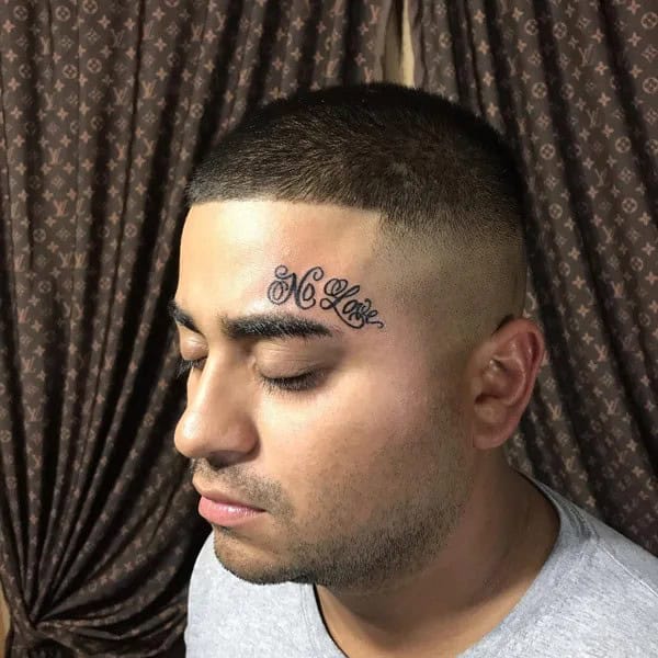 No Love Tattoo On Forehead