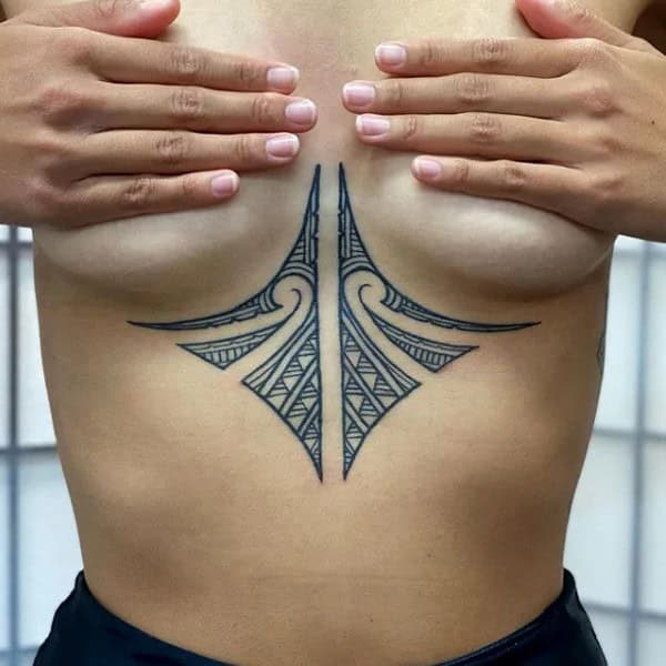 Tribal Tattoo Under Breast