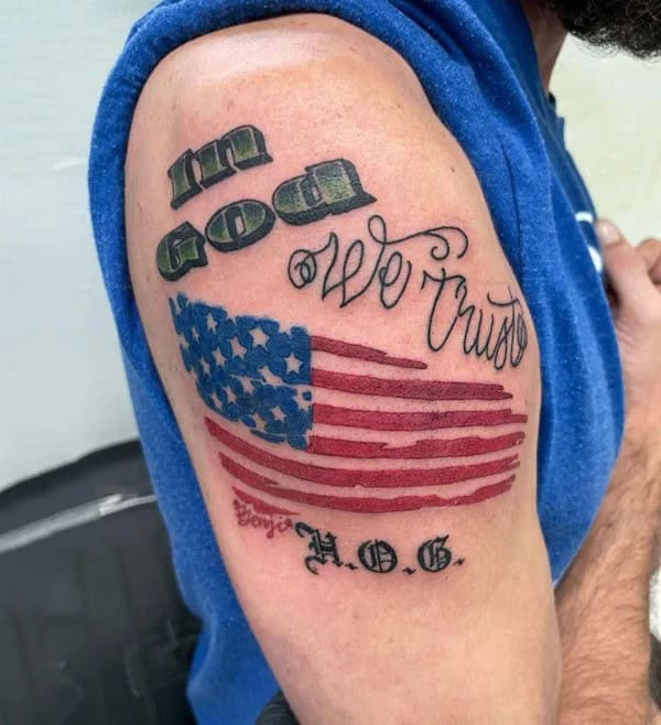 In God We Trust Arm Tattoo