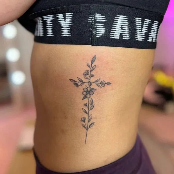 Flower Cross Tattoo