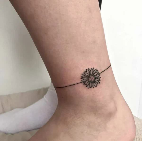 Sunflower Ankle Tattoo