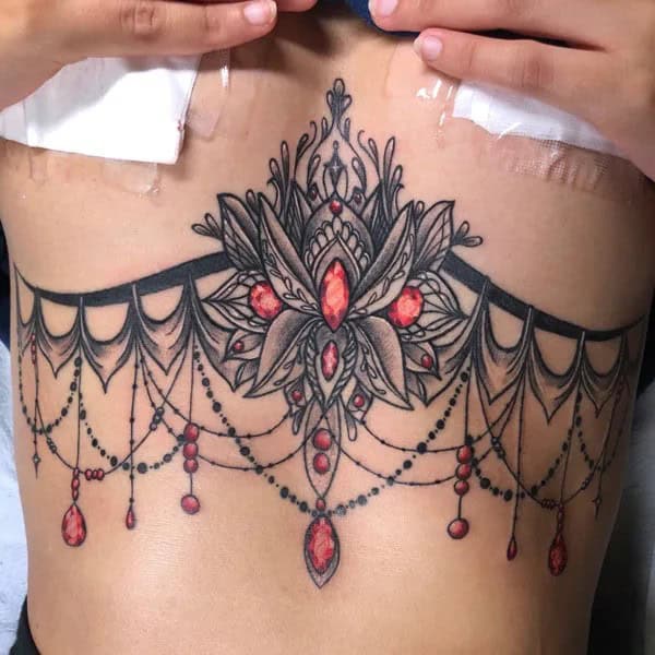 Lace Under Breast Tattoos