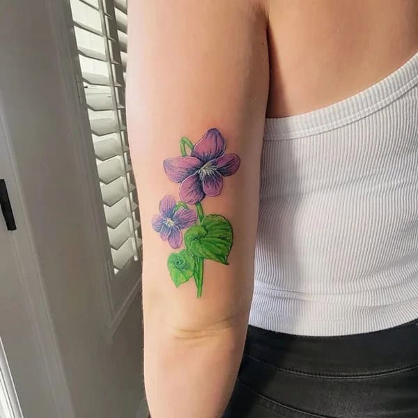 February Birth Flower Arm Tattoo