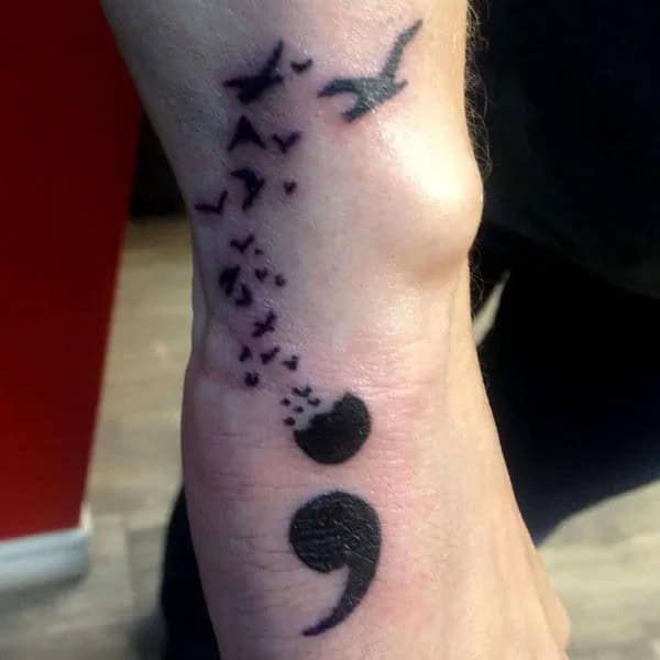 Semicolon Tattoos with Birds