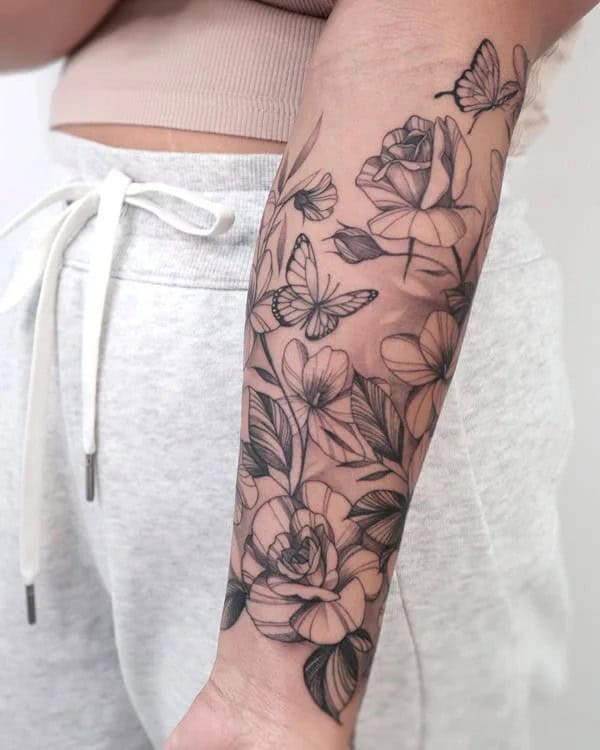 Flower Half Sleeve Tattoo