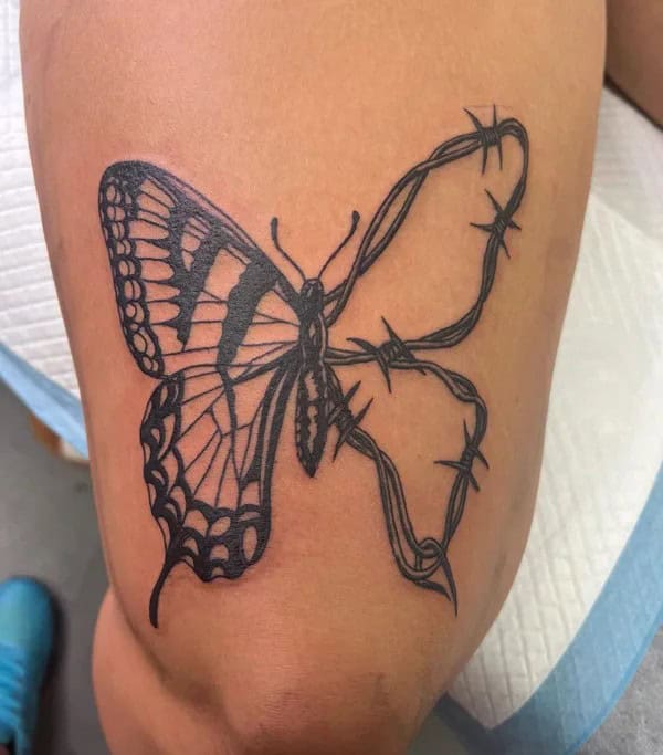 Barbed Wire Butterfly Tattoo