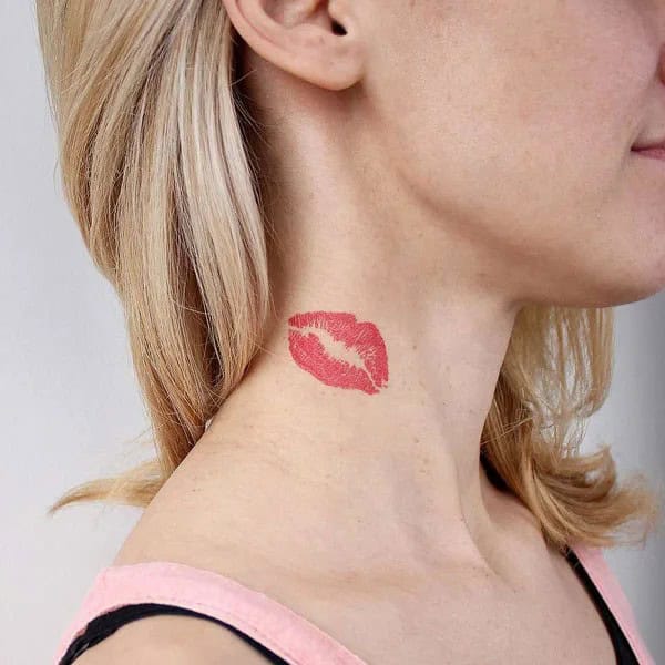 Feisty Neck Lip Tattoo